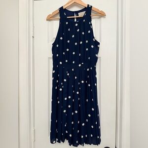Paper Crown Navy and White Polka Dot Midi Dress Designed For Stitch Fix-Size 6